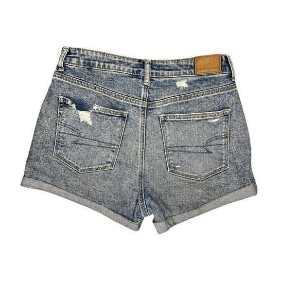 American Eagle Women’s 6 Stretch Mom Jean Shorts Distressed Denim Rolled Hem - Picture 8 of 8